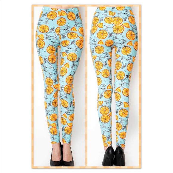 🍊 Buttery Soft Oranges & Bicycles Leggings - Picture 3 of 4